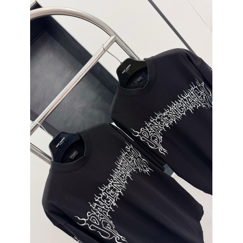 BALENCIAGA Flame Letters Print Short Sleeve - Black