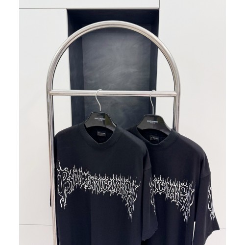 BALENCIAGA Flame Letters Print Short Sleeve - Black
