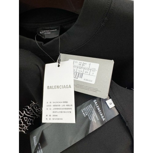 BALENCIAGA Flame Letters Print Short Sleeve - Black