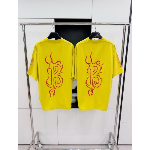 BALENCIAGA Flame Letters Print Short Sleeve - Yellow