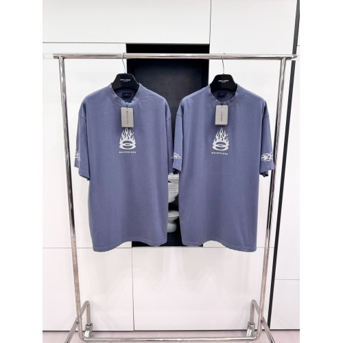 BALENCIAGA Flame Letters Printed Short Sleeve - Blue