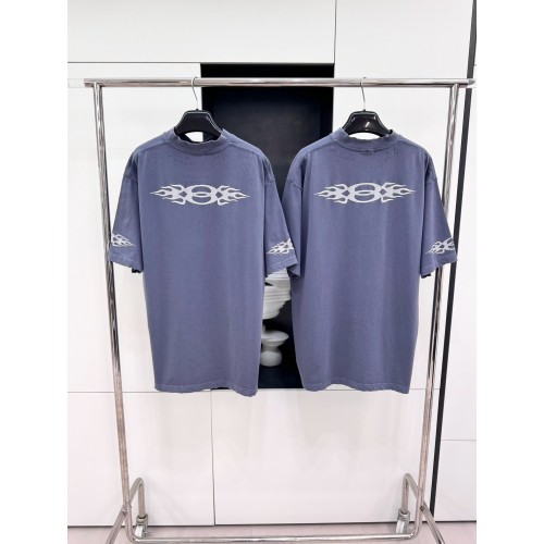 BALENCIAGA Flame Letters Printed Short Sleeve - Blue