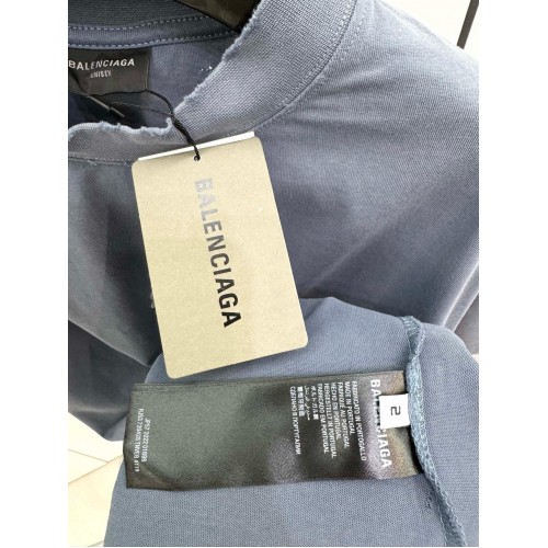BALENCIAGA Flame Letters Printed Short Sleeve - Blue
