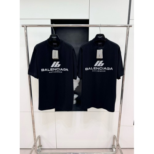BALENCIAGA ID Silver Printed Crew Neck Short Sleeve - Black