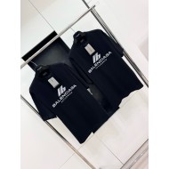BALENCIAGA ID Silver Printed Crew Neck Short Sleeve - Black
