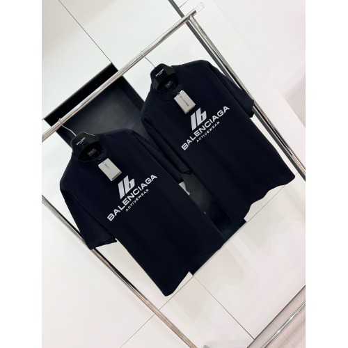 BALENCIAGA ID Silver Printed Crew Neck Short Sleeve - Black