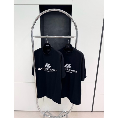 BALENCIAGA ID Silver Printed Crew Neck Short Sleeve - Black