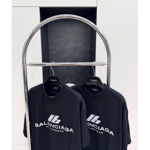 BALENCIAGA ID Silver Printed Crew Neck Short Sleeve - Black