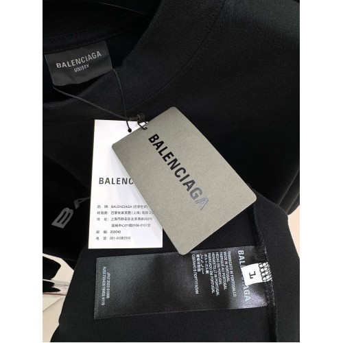 BALENCIAGA ID Silver Printed Crew Neck Short Sleeve - Black