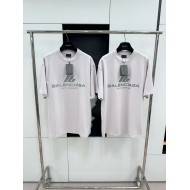 BALENCIAGA ID Silver Printed Round Neck Short Sleeve - White