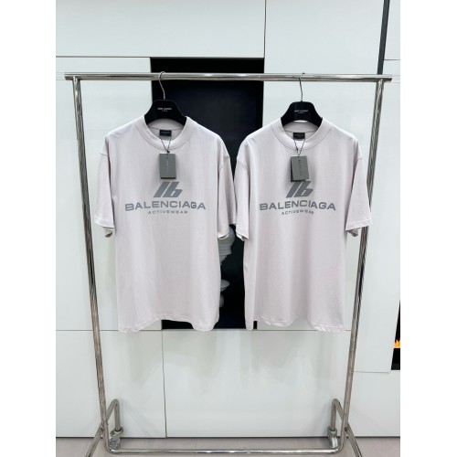 BALENCIAGA ID Silver Printed Round Neck Short Sleeve - White