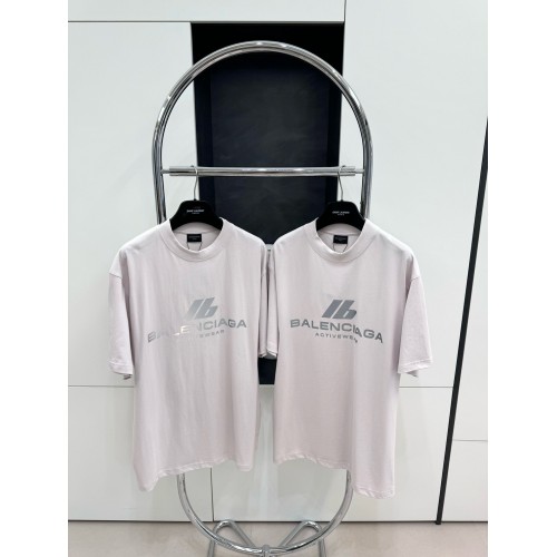BALENCIAGA ID Silver Printed Round Neck Short Sleeve - White