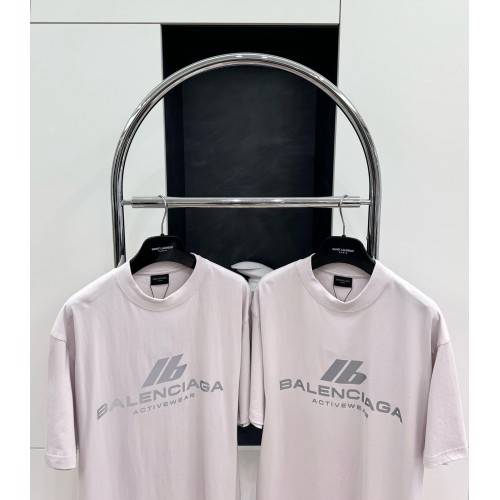 BALENCIAGA ID Silver Printed Round Neck Short Sleeve - White