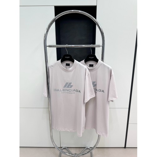 BALENCIAGA ID Silver Printed Round Neck Short Sleeve - White