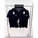 BALENCIAGA Letter Embroidered Round Neck Short Sleeve