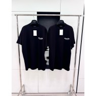 BALENCIAGA Letter Embroidered Round Neck Short Sleeve