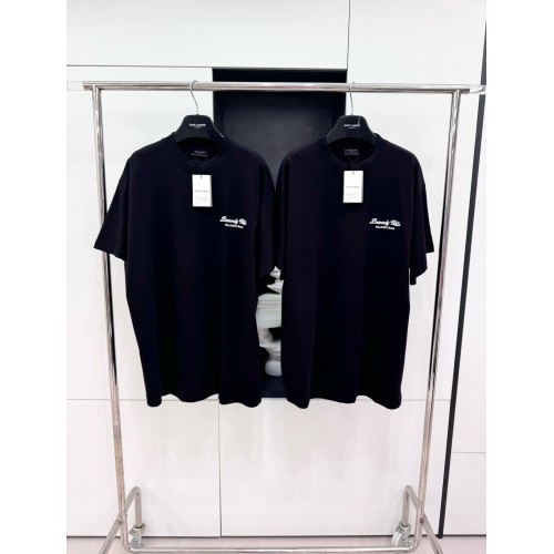BALENCIAGA Letter Embroidered Round Neck Short Sleeve