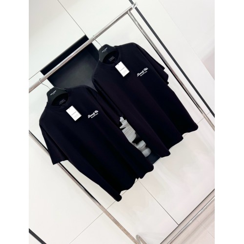 BALENCIAGA Letter Embroidered Round Neck Short Sleeve