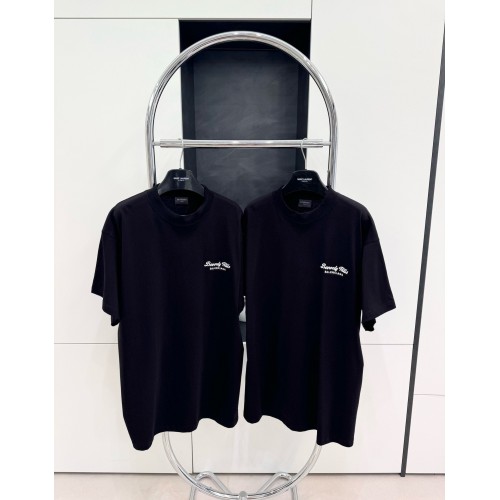 BALENCIAGA Letter Embroidered Round Neck Short Sleeve