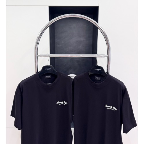 BALENCIAGA Letter Embroidered Round Neck Short Sleeve