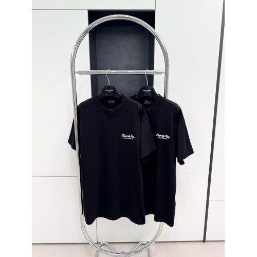 BALENCIAGA Letter Embroidered Round Neck Short Sleeve