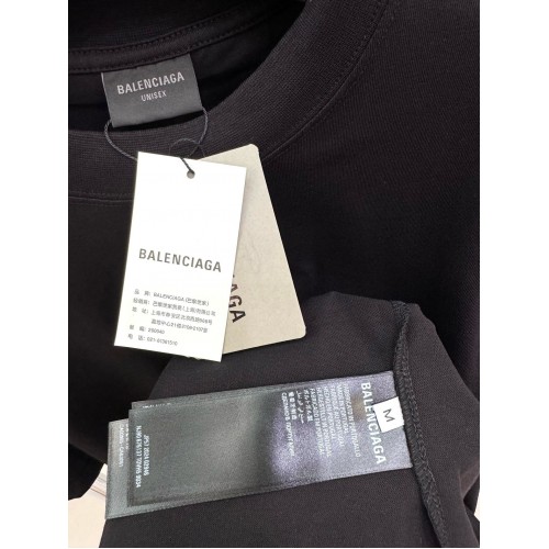 BALENCIAGA Letter Embroidered Round Neck Short Sleeve