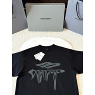 BALENCIAGA Melted Letter Printed Round Neck Short Sleeves - Black