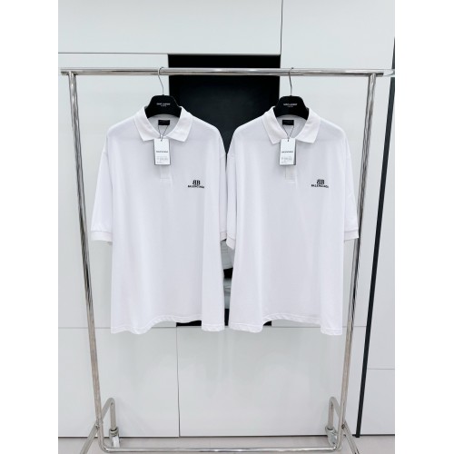 BALENCIAGA Paris Polo Embroidered Short Sleeve - White
