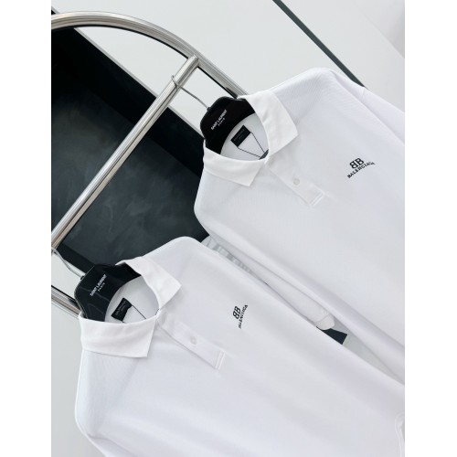 BALENCIAGA Paris Polo Embroidered Short Sleeve - White