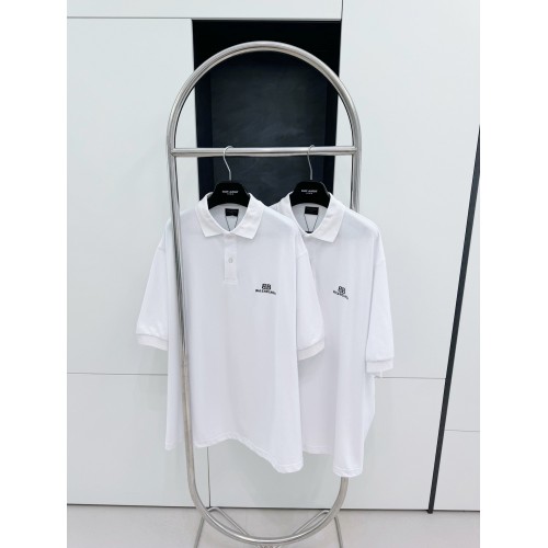 BALENCIAGA Paris Polo Embroidered Short Sleeve - White