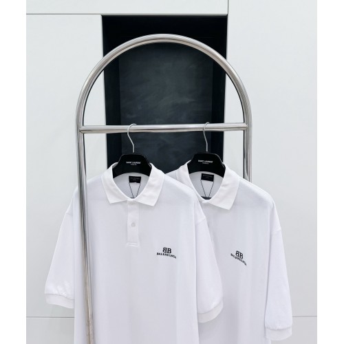 BALENCIAGA Paris Polo Embroidered Short Sleeve - White