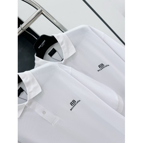 BALENCIAGA Paris Polo Embroidered Short Sleeve - White