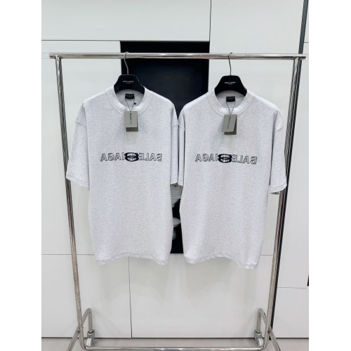 BALENCIAGA Reverse Embroidered Lettering Short Sleeve - Grey