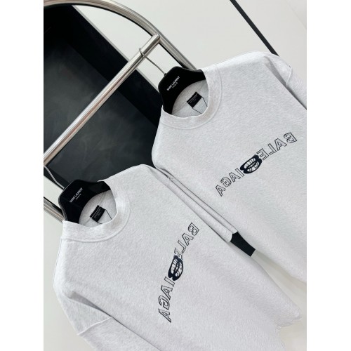 BALENCIAGA Reverse Embroidered Lettering Short Sleeve - Grey