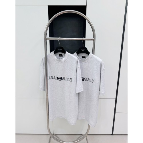BALENCIAGA Reverse Embroidered Lettering Short Sleeve - Grey