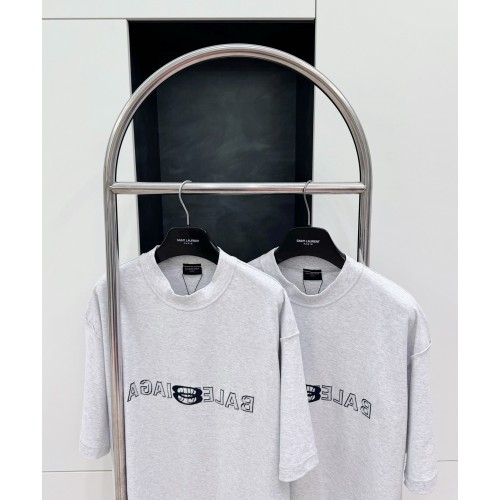 BALENCIAGA Reverse Embroidered Lettering Short Sleeve - Grey
