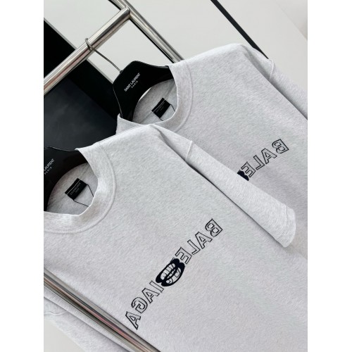 BALENCIAGA Reverse Embroidered Lettering Short Sleeve - Grey