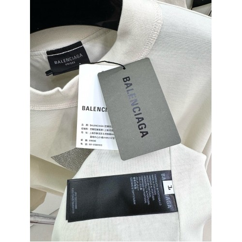 BALENCIAGA Reverse Wear Thick Rubber Print Short Sleeve - White