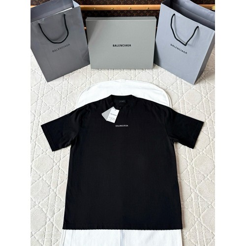 BALENCIAGA Rhinestone Logo Short Sleeves - Black