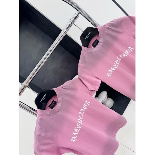 BALENCIAGA Ripped Print Short Sleeve - Pink