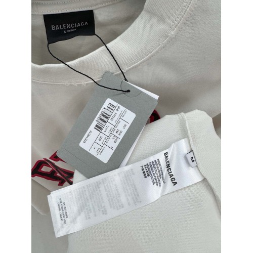 BALENCIAGA Wheat Ear Scissors Shield Short Sleeve - White