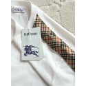 BURBERRY Check Trim Cotton T-Shirt -Chalk BURBERRY Check Trim Cotton T-Shirt -Chalk