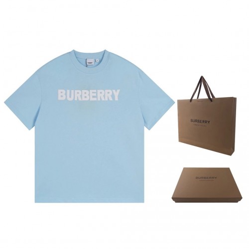 BURBERRY Logo Cotton T-Shirt - Pastel Blue