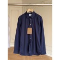 BURBERRY Men's War Horse Red Button Long Sleeve Shirt - Dark Blue