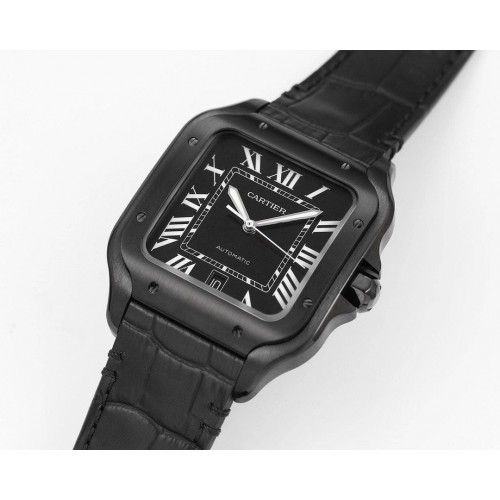 CARTIER Santos De Cartier Medium - 39.8MM Matte Black