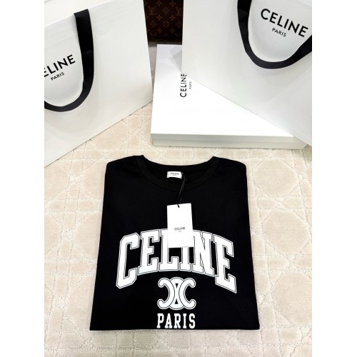CELINE 2025SS Arc De Triomphe Print Short Sleeves - Black