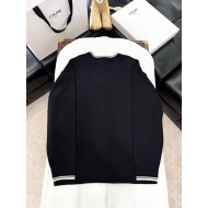 CELINE 2025SS Arc de Triomphe Colorblock Embroidered Cardigan - Black