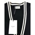 CELINE 2025SS Arc de Triomphe Colorblock Embroidered Cardigan with Buttons - Black