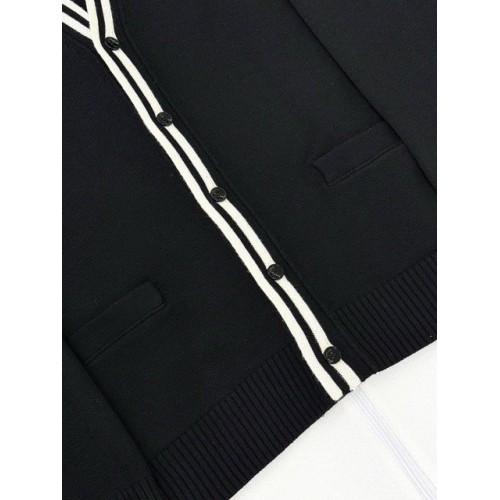 CELINE 2025SS Arc de Triomphe Colorblock Embroidered Cardigan with Buttons - Black