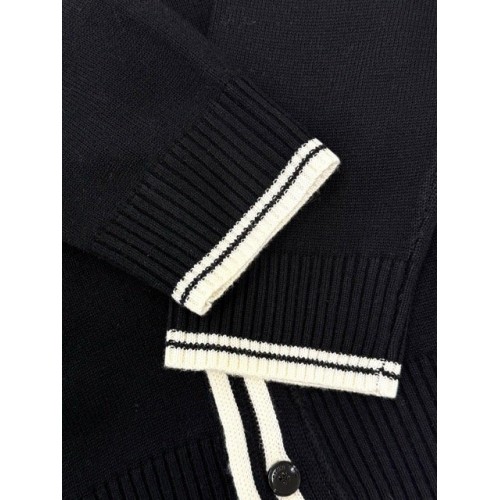 CELINE 2025SS Arc de Triomphe Colorblock Embroidered Cardigan with Buttons - Black